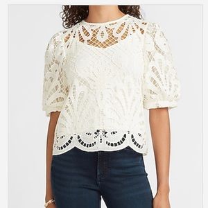 NWT Express lace blouse with puffed sleeves